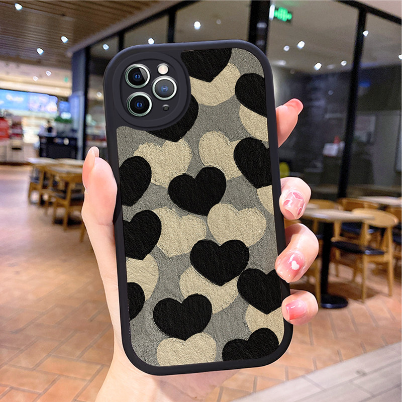 小羊皮爱心适用苹果15promax手机壳iphone12pro套16plus带挂绳11全包8硅胶13e新款14x8p7xs6s女xr软17air防摔