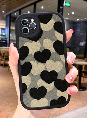 小羊皮爱心适用苹果15promax手机壳iphone12pro套16plus带挂绳11全包8硅胶13e新款14x8p7xs6s女xr软17air防摔