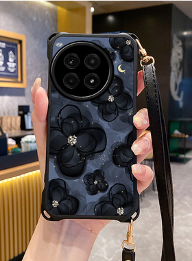 花朵适用一加ACE3Pro手机壳斜跨挂绳ACE2V保护套ACE5竞速版12至尊新品1+ac外壳ace3v新款13T防摔硅胶软壳全包