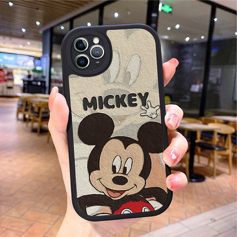 小羊皮米奇适用苹果11手机壳iphone13Pro新款lPhone14p套6pg12pmax女17air潮iphoenxs16e男ihpnoe8网红15