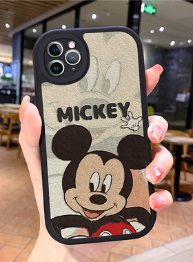 小羊皮米奇适用苹果11手机壳iphone13Pro新款lPhone14p套6pg12pmax女17air潮iphoenxs16e男ihpnoe8网红15