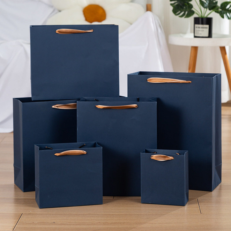深蓝色纸袋服装礼品包装手提袋高档加厚纸拎袋子现货卓凡纸袋
