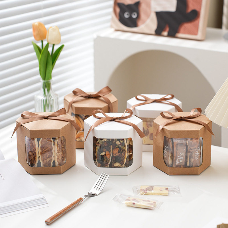 六边形糖果盒子丝带款带开窗伴手礼品空盒幼儿园节日活动小礼物盒,包装,保健品包装,淘宝优惠券,粉丝福利购,淘宝优惠卷