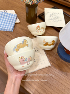 马年新年卡通陶瓷米饭碗套装葫芦餐具组合家用釉下彩汤碗高颜值碗