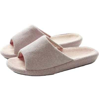 珂缔缘日系简约风情侣亚麻布拖鞋