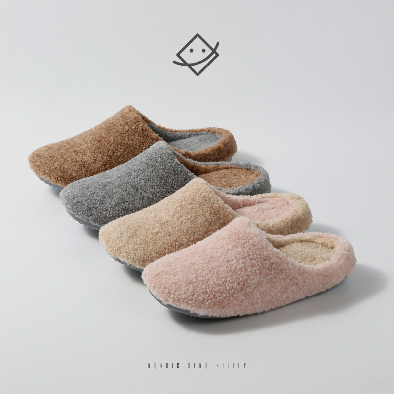 珂缔缘2025新款泰迪绒居家室内毛绒保暖加厚男款防滑冬季棉拖鞋女