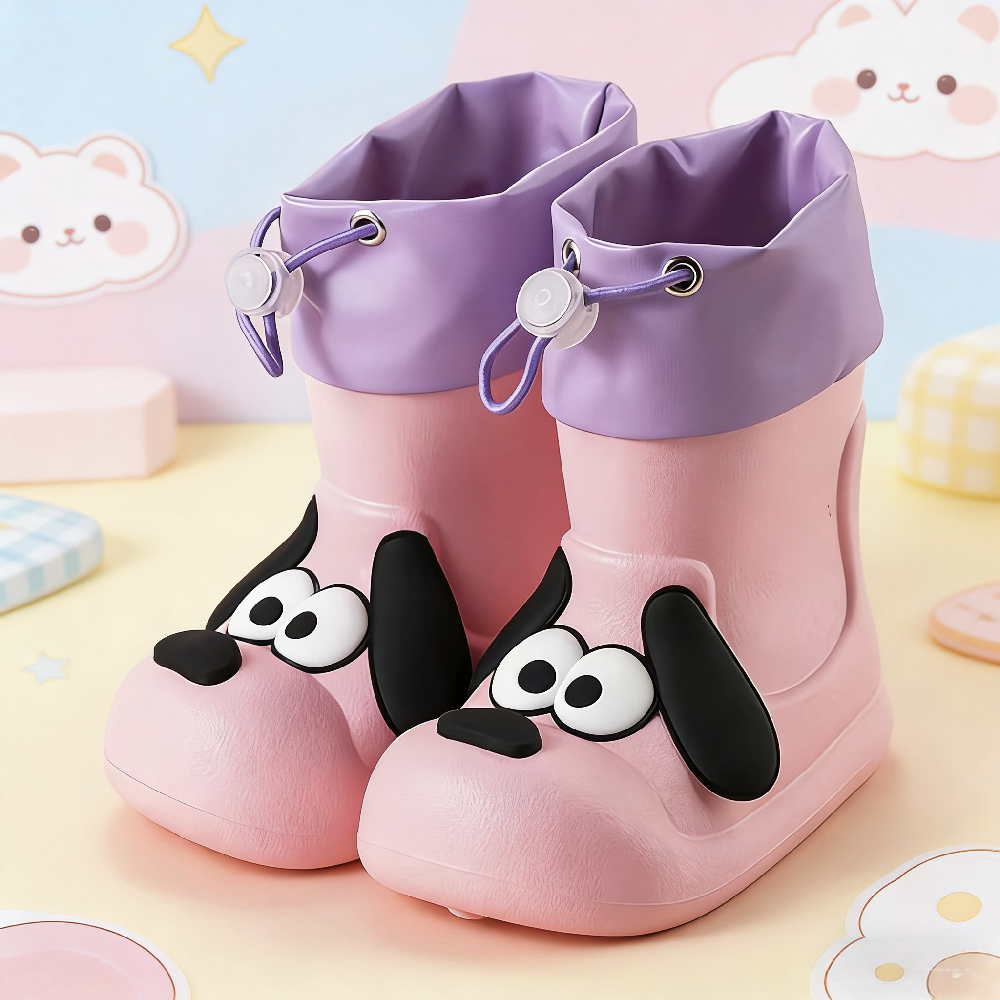 儿童eva轻便小狗雨鞋防滑防臭男女孩外穿水鞋防水束口雨靴卡通