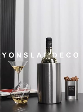 现代简约不锈钢冰桶高级餐厅酒吧商用啤酒香槟红酒家居创意摆件