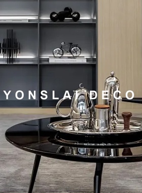 简约现代样板间客厅茶几厨房咖啡壶摆件组合轻奢风摩卡壶装饰品