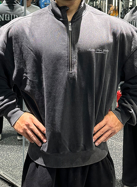 VANQUISH BETTER THAN YESTERDAY男水洗立领黑色健身运动拉链外套