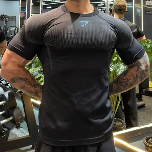 GYMSHARK ONYX五代紧身健身短袖无缝训练T恤肌肉跑步运动圆领透气