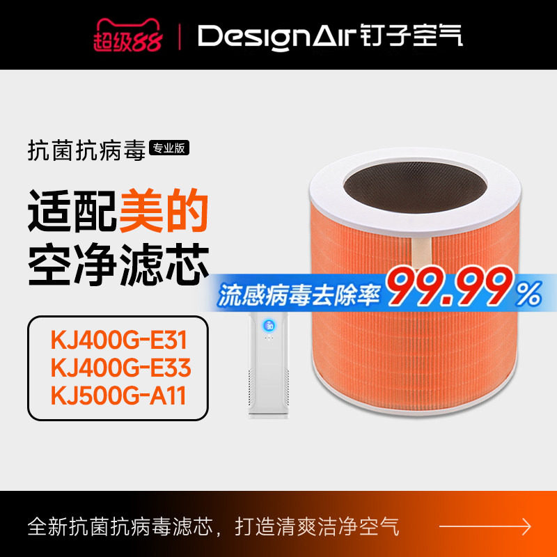 适配美的空气净化器滤网KJ400G-E31/E33/500G-A11/森林air3过滤芯