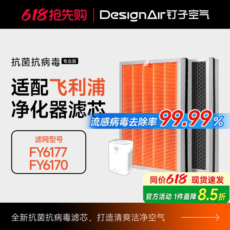 适配飞利浦空气净化器过滤网FY6177/AC6606纳米复合过滤芯AC6608