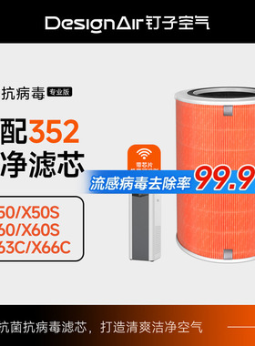 适配352空气净化器滤芯x50/x60/x50s/x63pet/x63c/x66c过滤网