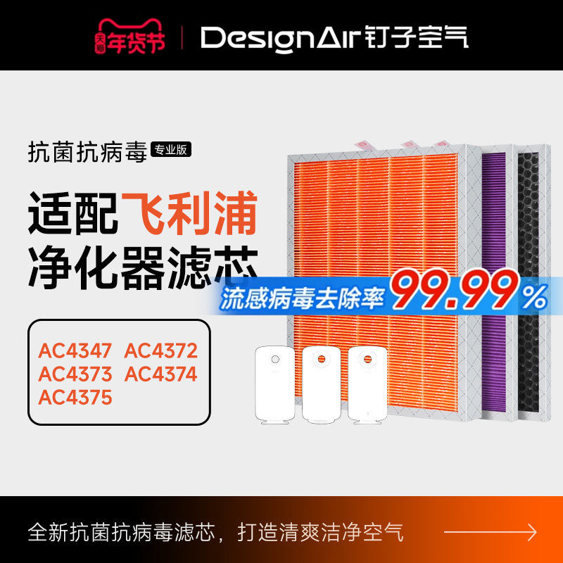 适配飞利浦空气净化器过滤网ac4373/ac4374/ac4375过滤芯除尘除醛