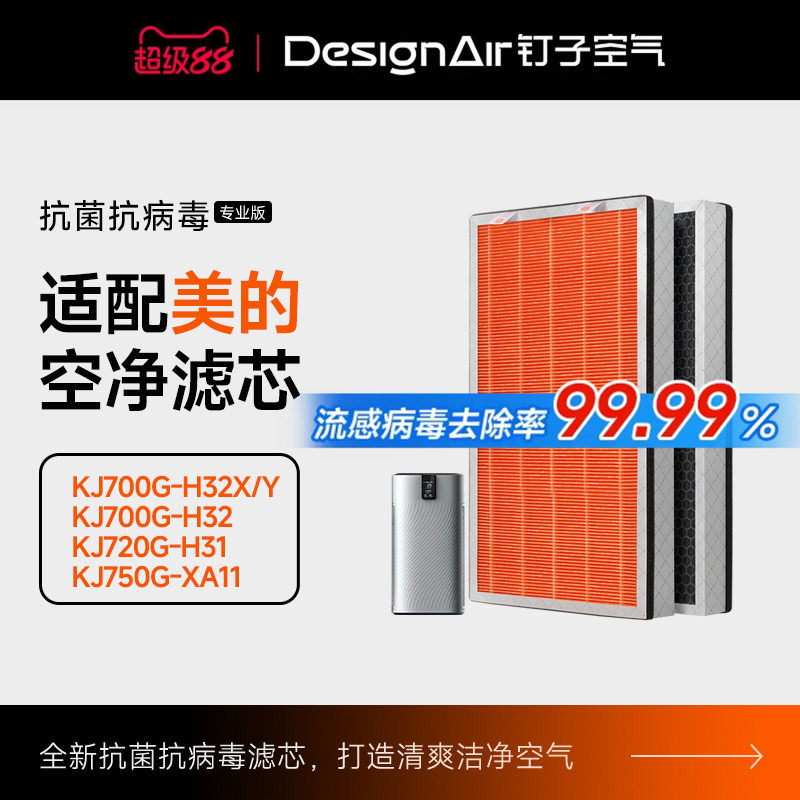 适配美的空气净化器滤网KJ700G-H32/KJ720G-H31复合滤芯FC-70H1