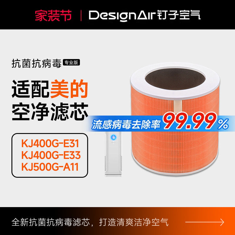 适配美的空气净化器滤网KJ400G-E31/E33/500G-A11/森林air3过滤芯