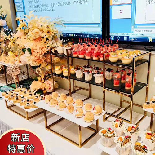 金色甜品台点心展示盘架茶歇摆件