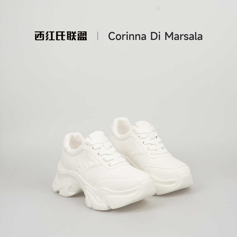 【西红氏•双旦礼遇季】外牛内羊百搭舒适软底增高7cm休闲小白鞋