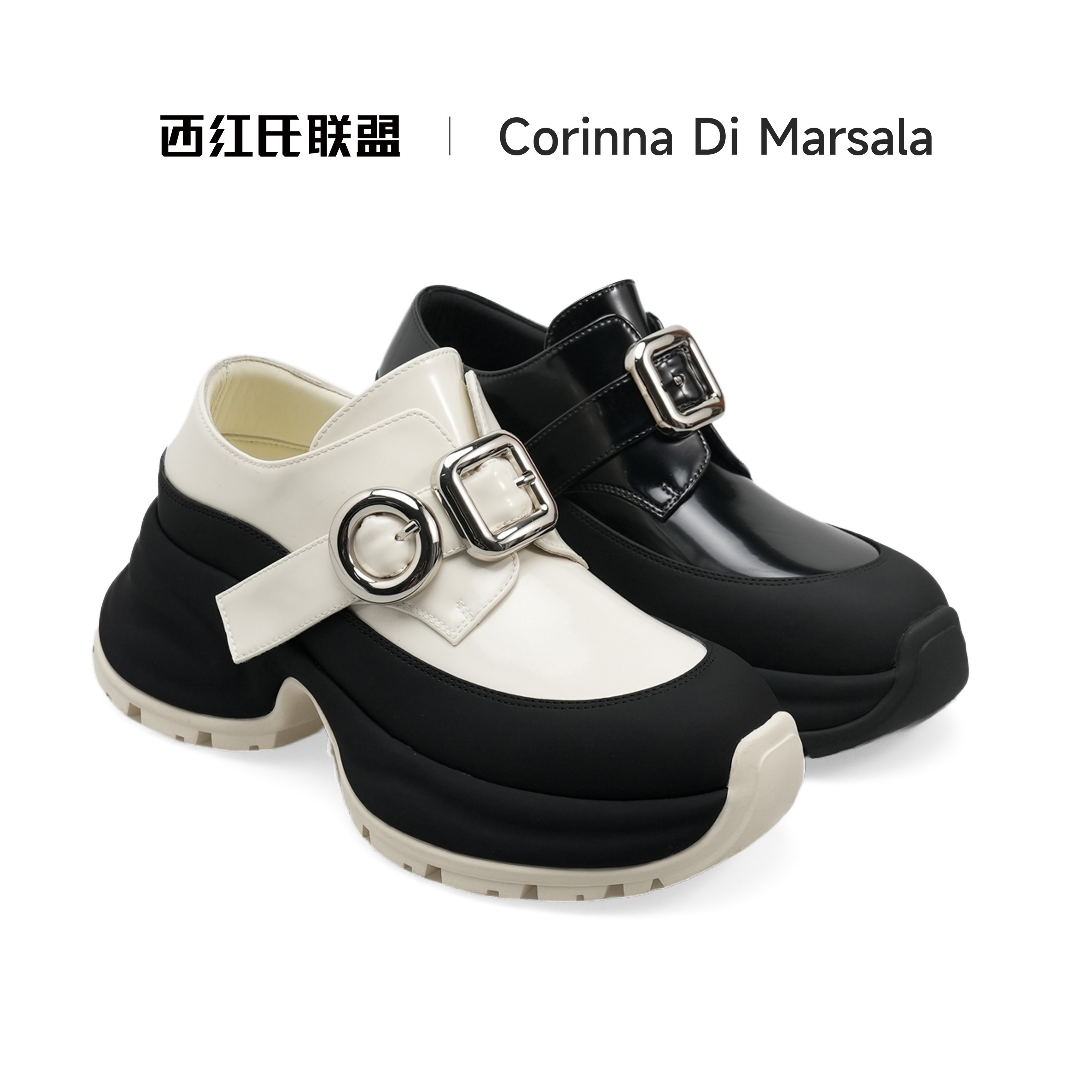 【大壮•西红氏】2025春季牛皮厚底增高显瘦松糕乐福鞋