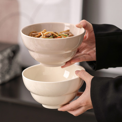 奶油风6英寸面碗纯色家用餐具