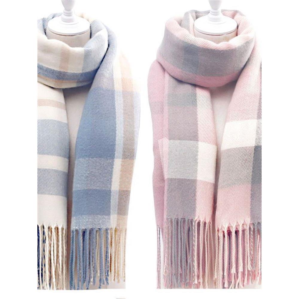围巾女冬天韩版百搭新款学生格子毛线彷羊绒披肩冬季女士加厚围脖