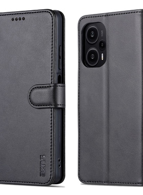 适用小米POCO F5手机壳双面防摔mi pocoF5前后保护套mipocof5翻盖式插卡皮套mipoco折叠插卡零钱包软带盖高档