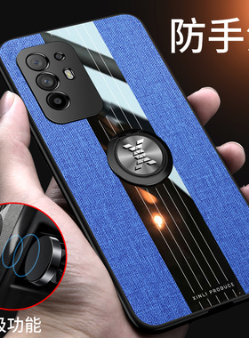 OPPO F19pro+手机壳透气布纹新款poopf19pr0+车载磁吸保护套ooop f19pr+全包防摔0ppo潮男F19por+指环19p+女