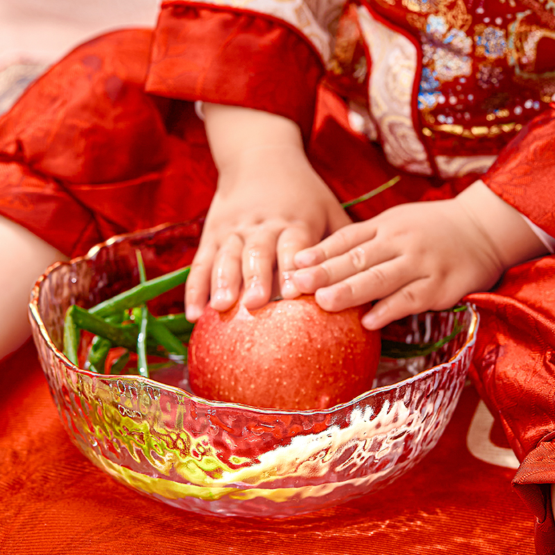 净手礼盆宝宝周岁礼宴一周岁布置道具玻璃婴儿洗手仪式抓周食福碗