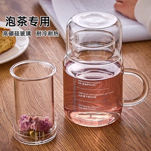 女士泡茶杯个人专用透明玻璃杯办公室茶具茶杯茶水分离杯2025新款