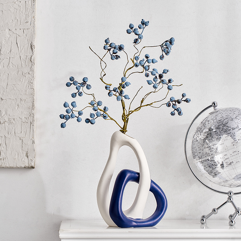 欧式创意交叉心型陶瓷花瓶装饰现