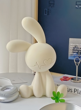 轻奢高档兔子装饰品摆件奶油风入户玄关电视柜软装高级感小众红色