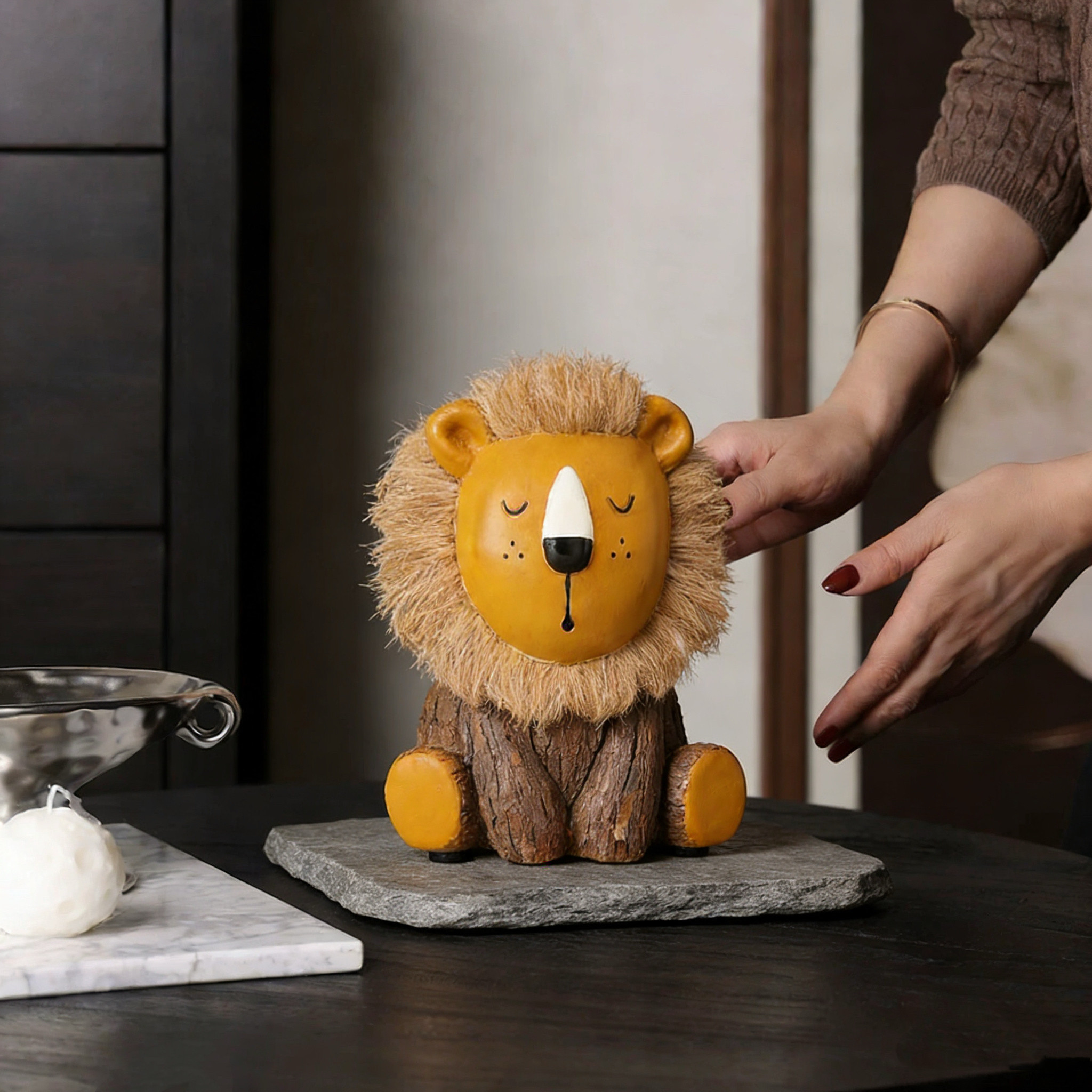 可爱小狮子桌面摆件手工木质创意装饰品家居工艺品,家居饰品,桌面摆件,淘宝优惠券,粉丝福利购,淘宝优惠卷