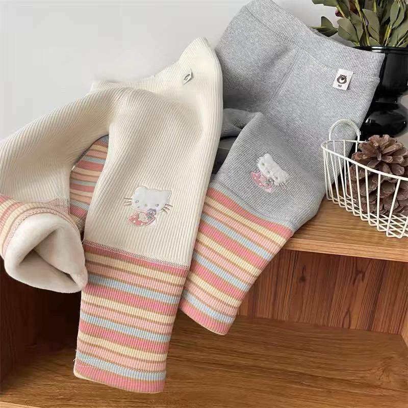 2025秋冬女宝彩色条纹拼接一体绒打底裤女童加绒加厚裤子儿童外穿,童装/婴儿装/亲子装,裤子,淘宝优惠券,粉丝福利购,淘宝优惠卷