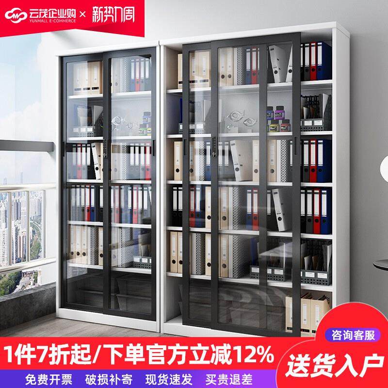 密码锁文件柜财务凭证柜办公室资料柜铁皮档案柜玻璃门书柜文件柜