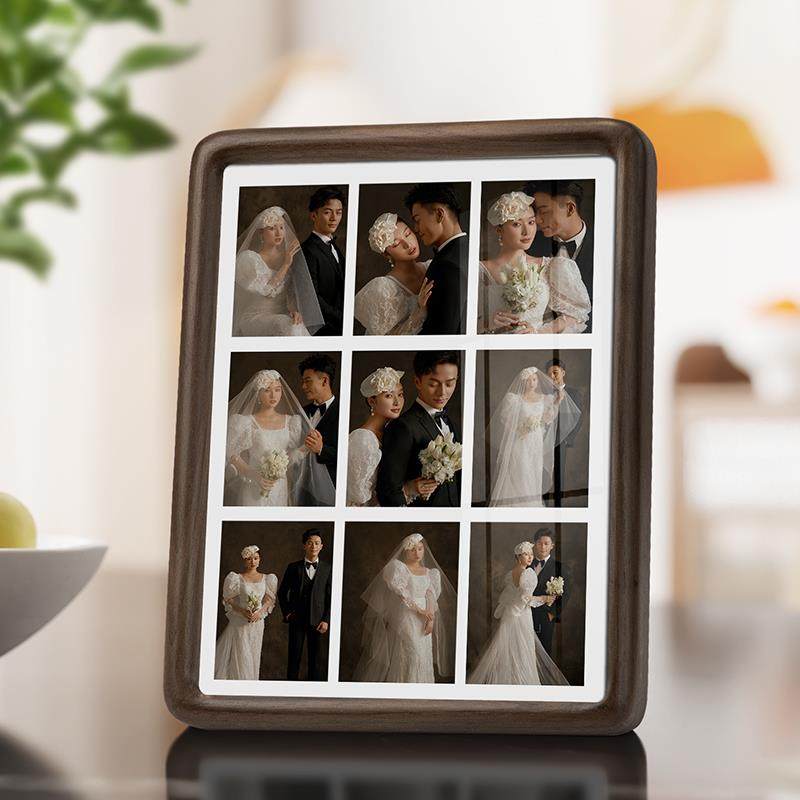 实木相框摆台定制结婚照相框高级感婚纱照全家福洗照片做成相框
