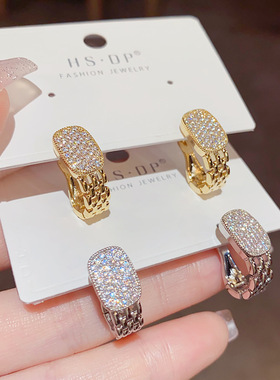 「YU心」韩式东大门高级感几何满钻耳扣小众设计感耳环