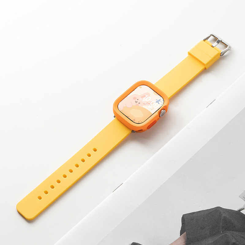 适用苹果S9手表iwatch8表带applewatch9可爱S8硅胶S7夏季透气女款SE新款运动创意7男S6保护壳