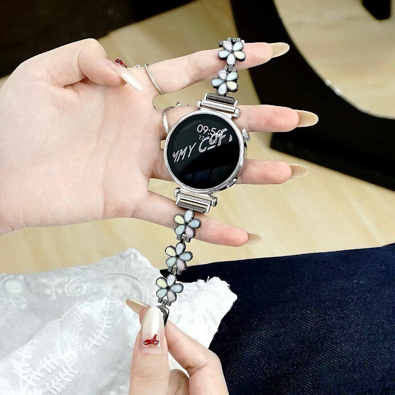 适用于华为GT6花朵金属女士华为手表GT5GT4表带watch543pro女GT3GT2表带新款女高级感轻奢小香风金属时尚表带