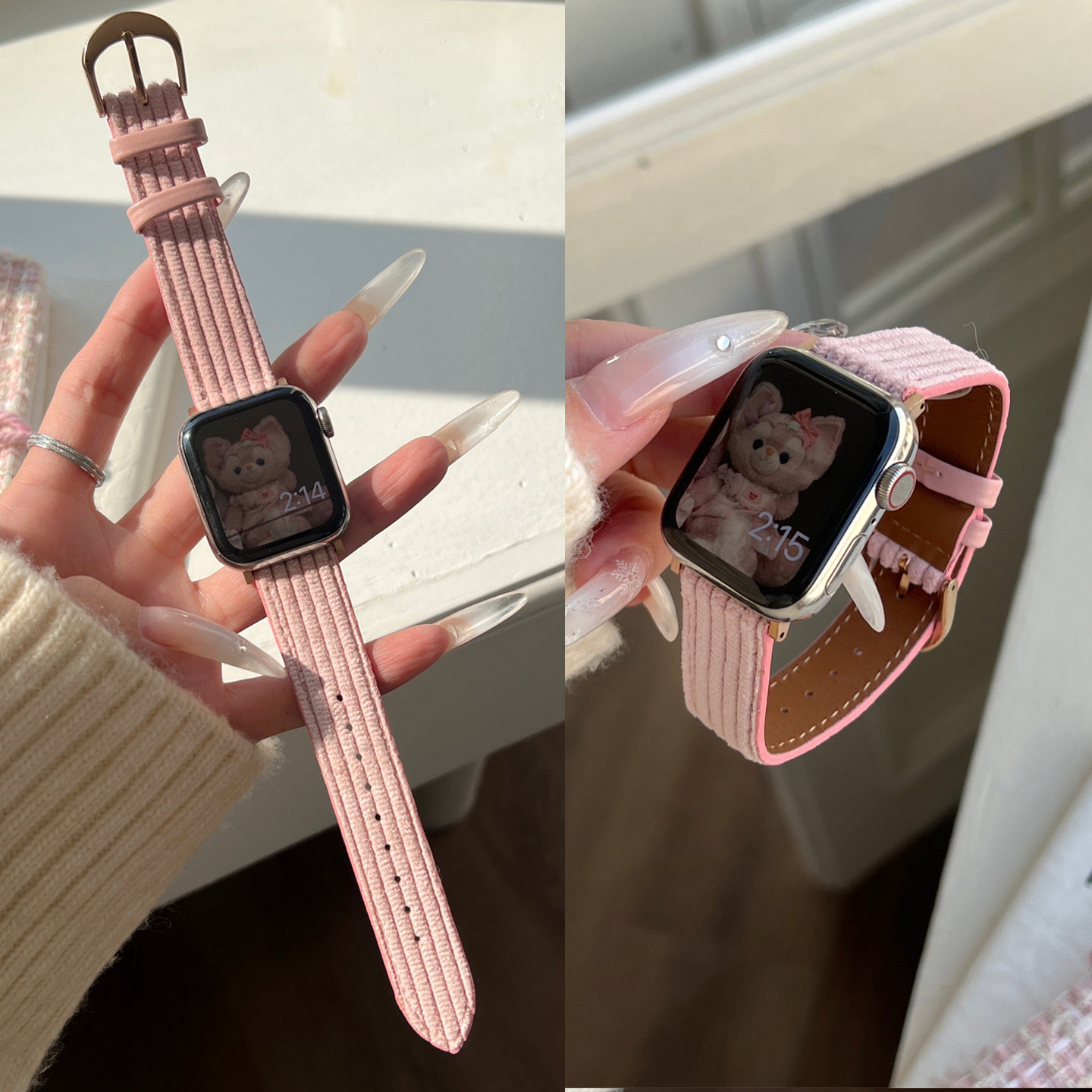 华夫格绒皮质适用iwatchs1表带