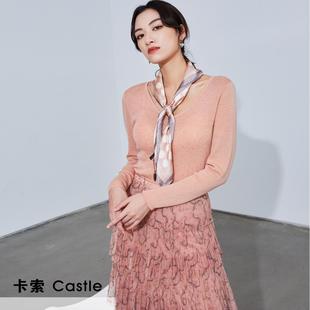 CW0241333759卡索castle上衣2024新款绵羊毛秋毛针织衫时尚女装