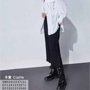DF3202333088卡索castle裤子商场同款高腰阔腿休闲七分裤女时尚