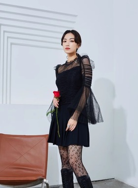 CA0241333117卡索castle衬衫2024春秋新款透视蕾丝上衣波点性感女