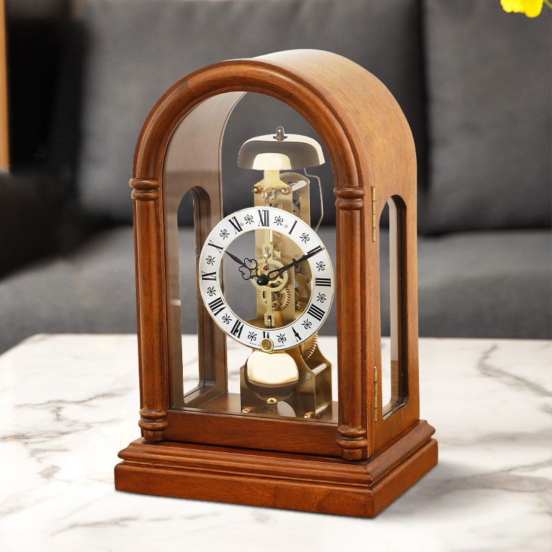 德国赫姆勒机械座钟复古美式实木台钟新中式客厅装饰座钟摆件