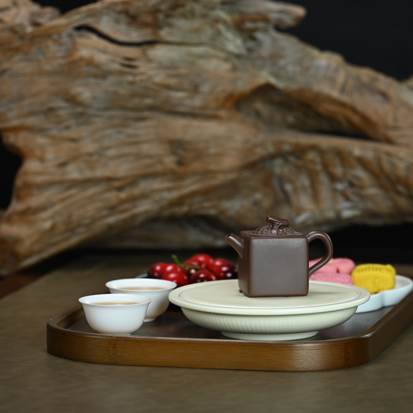 宜兴紫砂壶原矿紫泥四方柿圆全手工小品功夫茶具国风泡茶壶 120ml