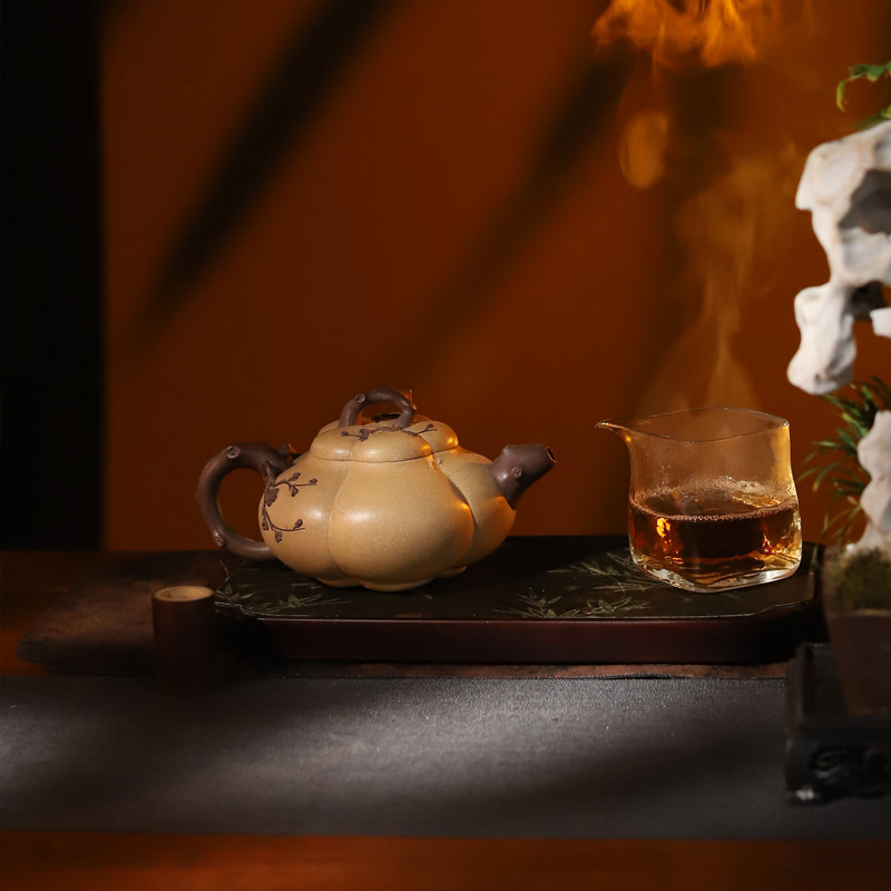 宜兴紫砂壶中式功夫泡茶壶茶具名家原矿段泥全手工筋纹梅桩410ML