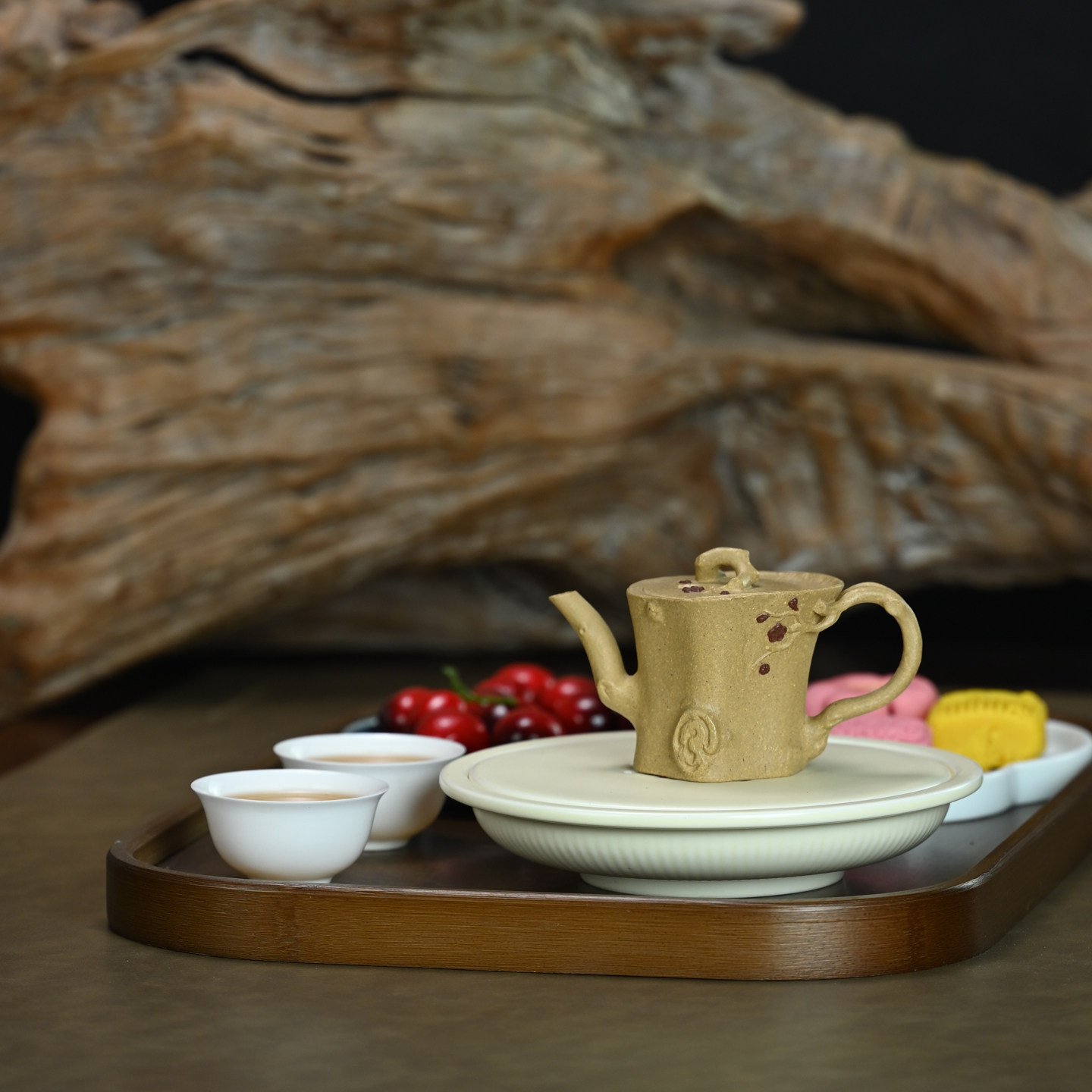 宜兴紫砂壶原矿段泥梅花树桩全手工仿生器小品功夫茶具茶器 100ml