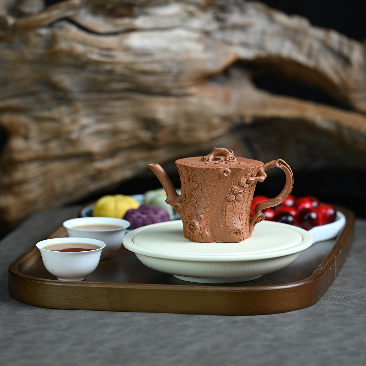 宜兴紫砂壶原矿降坡泥纯手工松桩薄胎自用仿生器功夫泡茶壶150ML