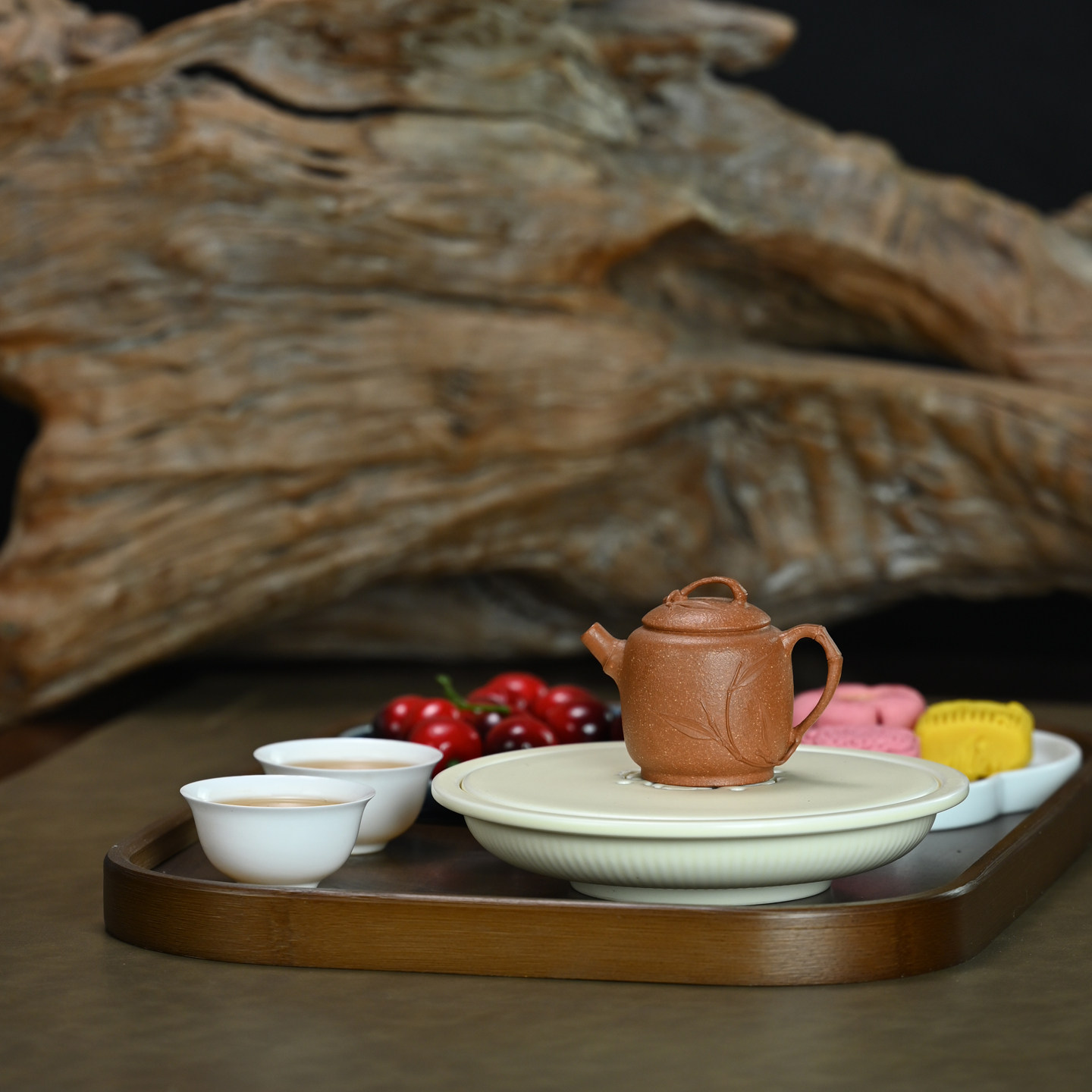 宜兴紫砂壶原矿降坡泥文竹壶全手工刻绘小品功夫茶具泡茶壶 100ml