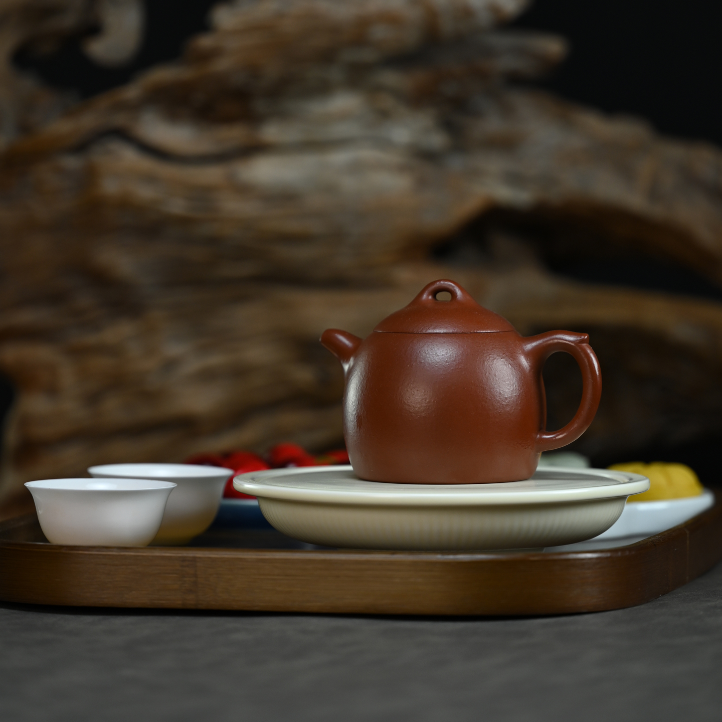 宜兴紫砂壶原矿朱泥秦权壶全手工家用功夫茶壶国风茶器茶具 200ml
